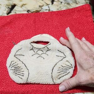 Cream  And Gold Vintage Beaded Clutch.